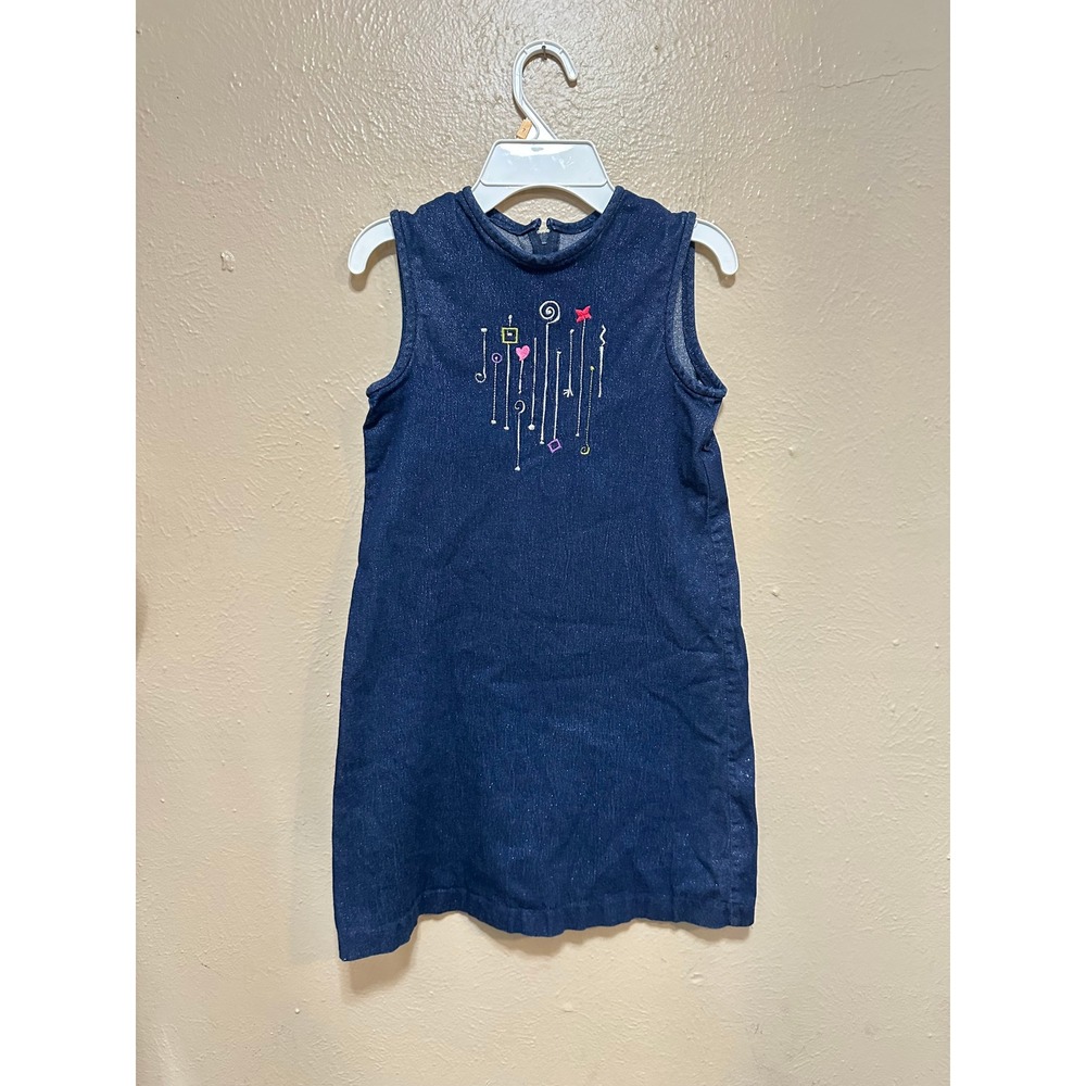 Chocolate Soup Girls Denim Dress‎ Embroidered Shapes Size 8